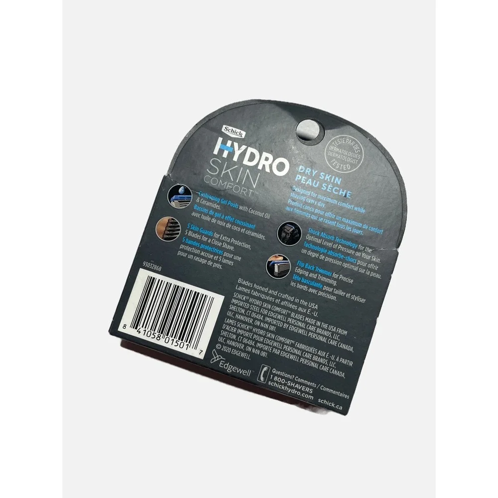 Schick Hydro Skin Comfort Refills Mens 4ct Blue Coconut Oil Dry Skin Shaving